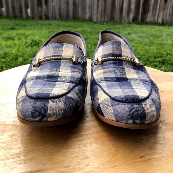 SAM EDELMAN Loraine Loafer Womens Sz 9 Blue Checkered Slip On Plaid Shoes Flat - Picture 10 of 15